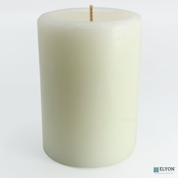 Elyon Tableware 6 White Unscented Wax Pillar Candles, 40 Hours Burn Time