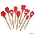thumbnail image 1 of Elyon Tableware® 9-Piece Red Colored Silicone Kitchen Utensils Set with Wooden Handles, 1 of 5