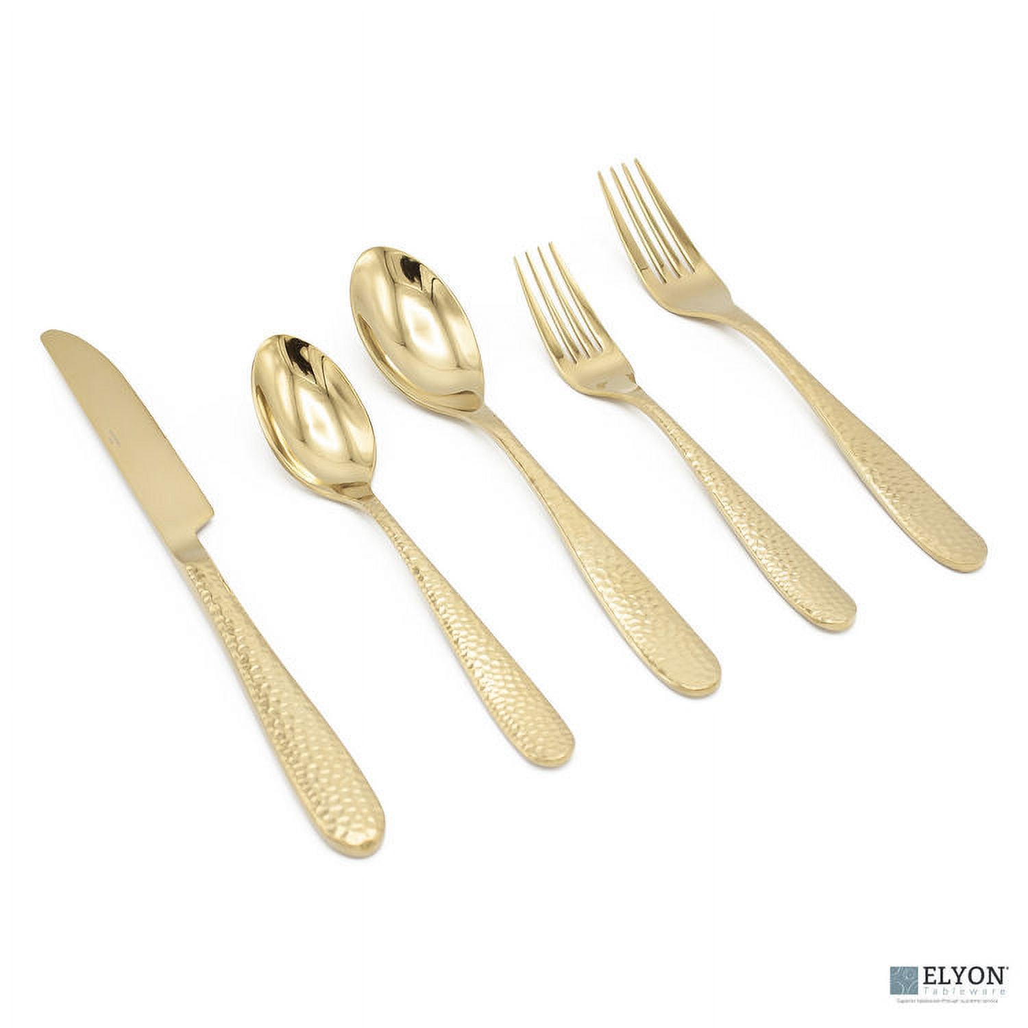 Elyon Tableware Elyon Carroll Hammered Reflective Flatware Set Stainless Steel - Service For 4