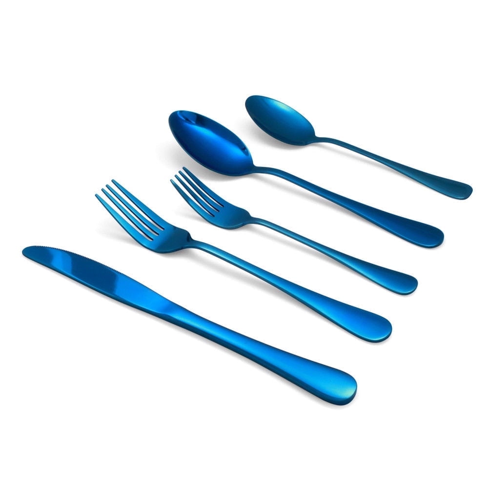 Luly Reflective Blue Stainless Steel 20-Piece Flatware Set