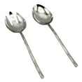 thumbnail image 1 of Elyon Twig Reflective Silver Salad Serving Set Indian Artisan-Made Hostess Set Hand-Forged Stainless Steel 2 Pieces, 1 of 7