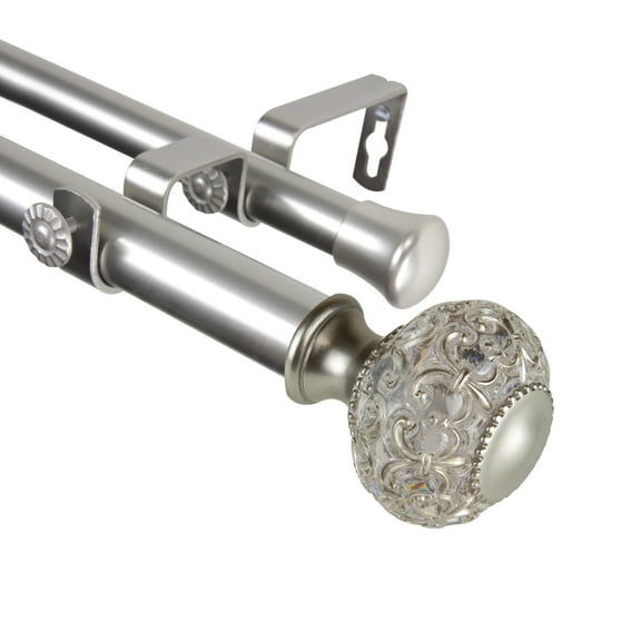 Elyse Double Curtain Rod 1" OD 28-48 inch - Satin Nickel