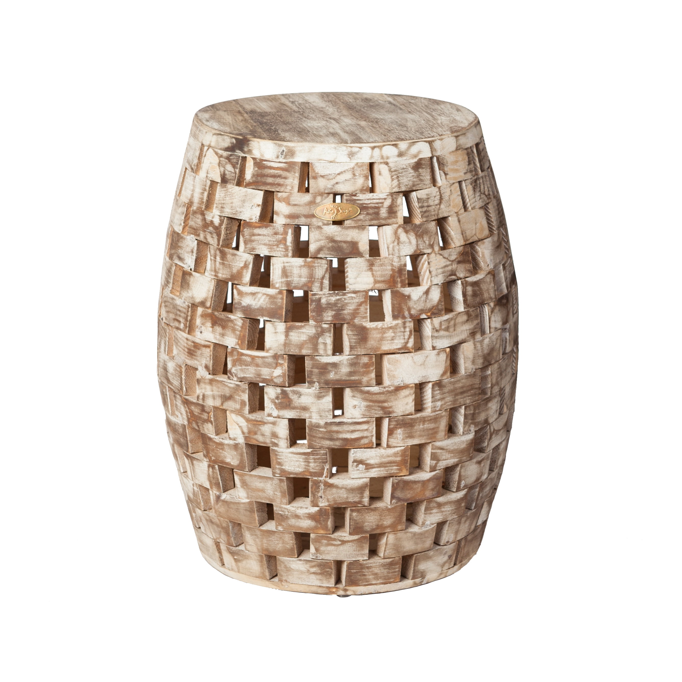 Rustic Natural Reclaimed Wood Oval Garden Stool