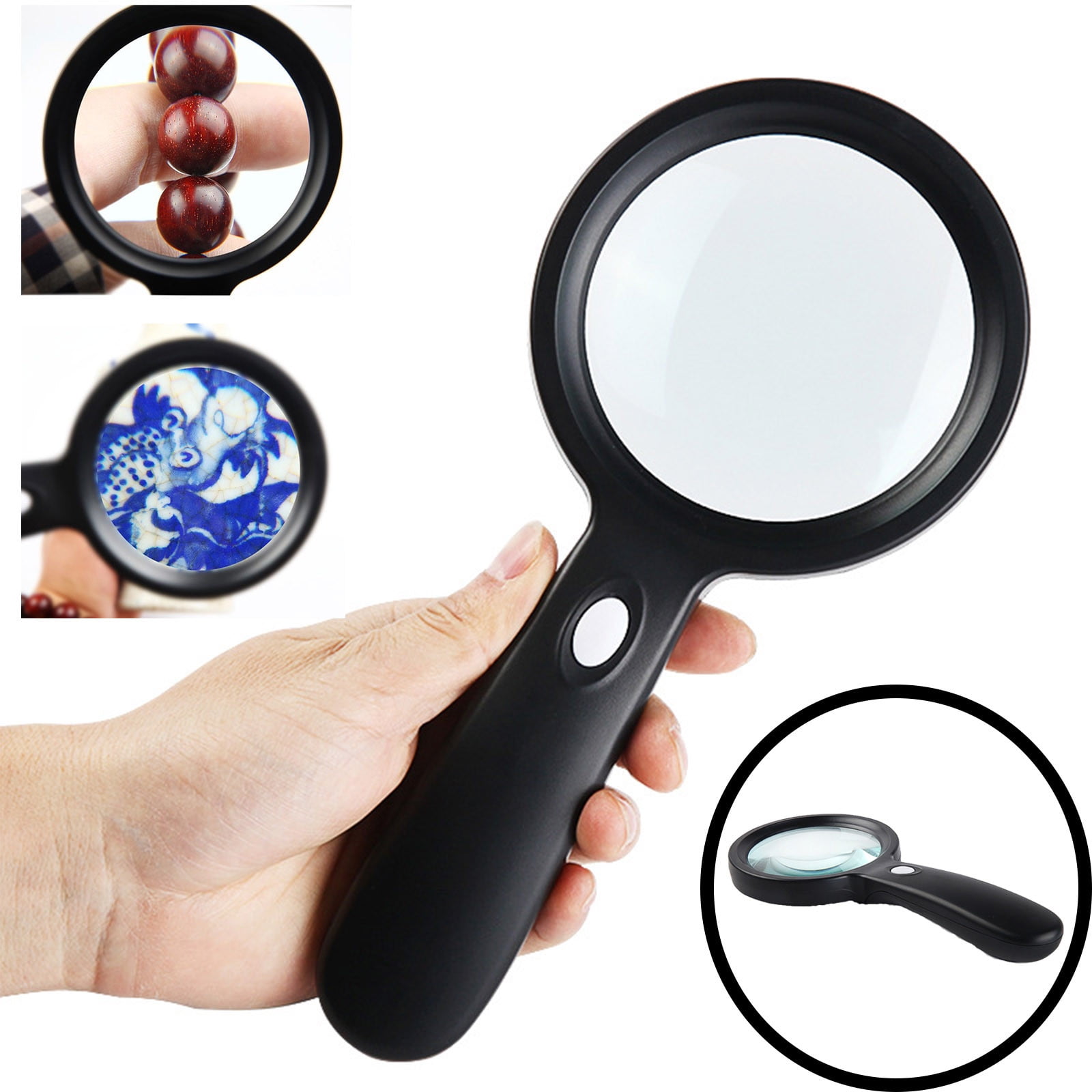 Elysia 10 X Handheld Illuminated Magnifying Glass 12 LED Lights Seniors Magnifying Lens