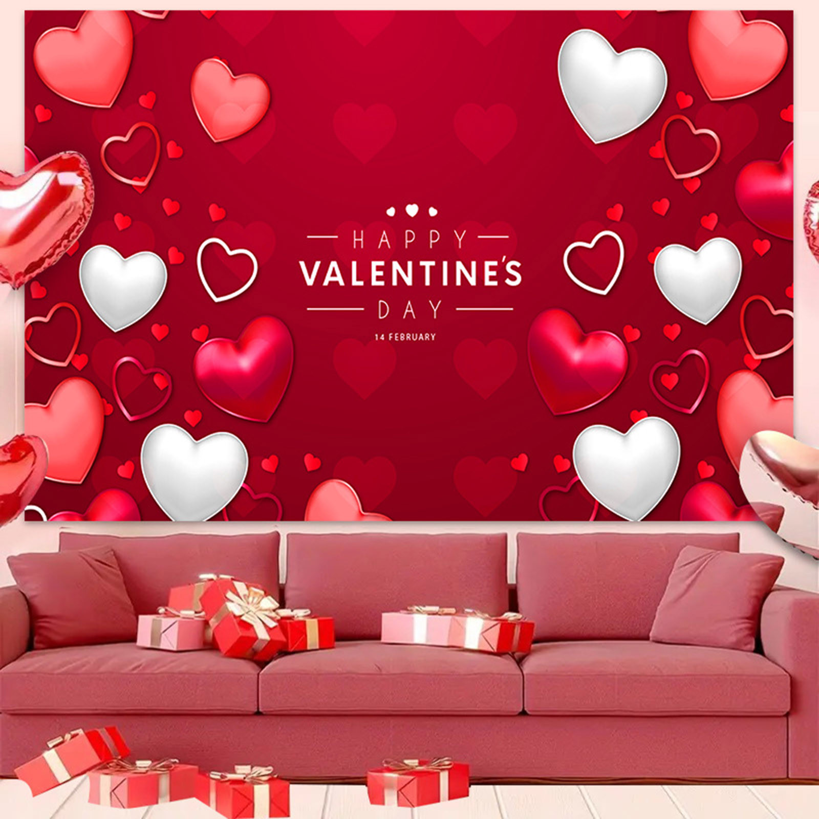 Elysia New Valentine Day Decoration Hanging Cloth Party Holiday Photo 