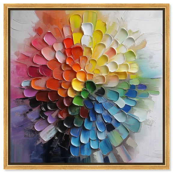 Elysian Colorbloom Canvas Modern Abstract Art by Art Remedy, Gold Frame, 40" x 40"
