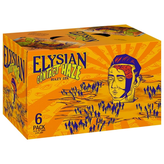 Elysian Contact Haze Hazy IPA Craft Beer, 6 Pack Beer, 12 fl oz Aluminum Cans, 6.0% ABV