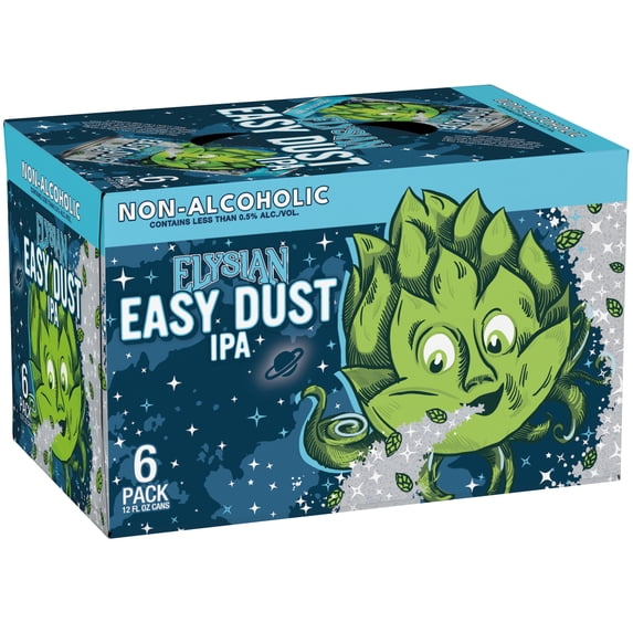 Elysian Easy Dust IPA, Non-Alcoholic Craft Beer, 6 pack 12 fl oz Cans, 0.5% ABV