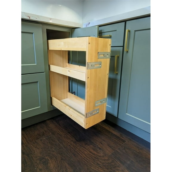 Elysian 8" W Wooden Slim Pull-Out Spice Drawer Cabinet Organizer for Kitchen