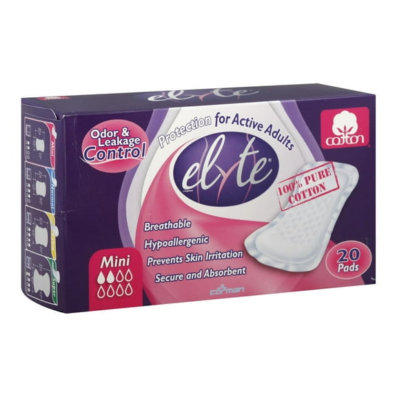 Elyte Light Cotton Incontinence Pads - Mini - 4 in x 8 in - 20 Pack