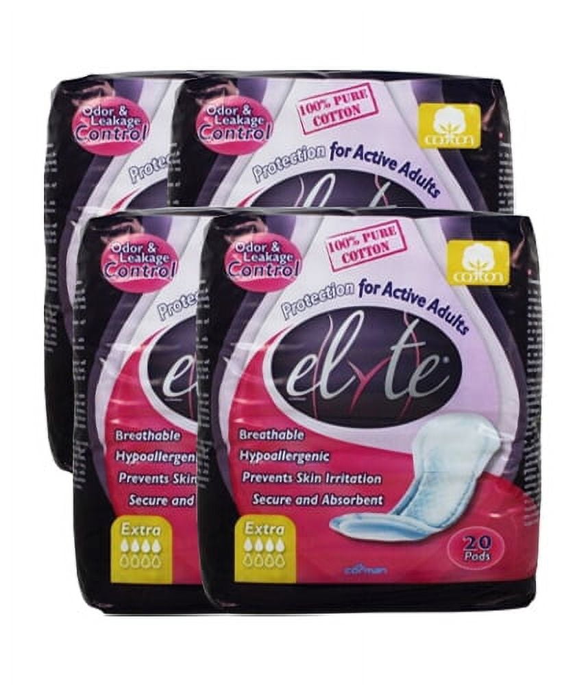 Elyte Light Cotton Incontinence Pads Xtra 20 Pads ( 4 Pack