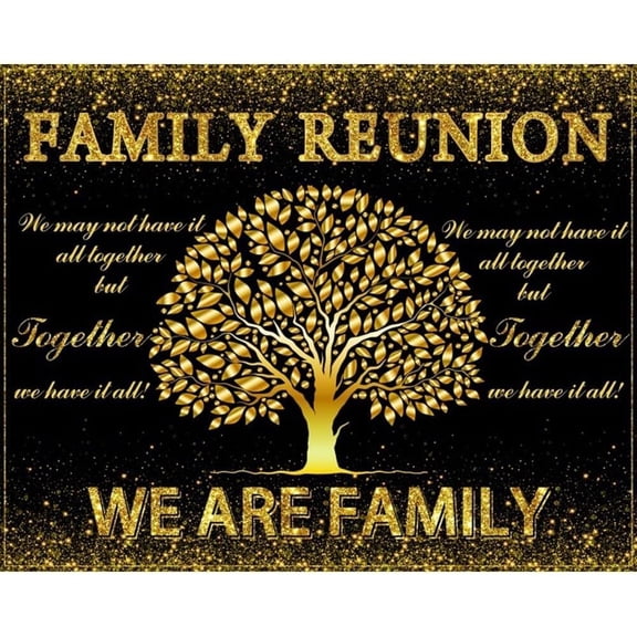 Elyvra 3x5ft Family Reunion Backdrop, Black and Gold Tree Leaves Welcome to Our Family, Vinyl Photography Background for Party Decorations Photo Booth Props
