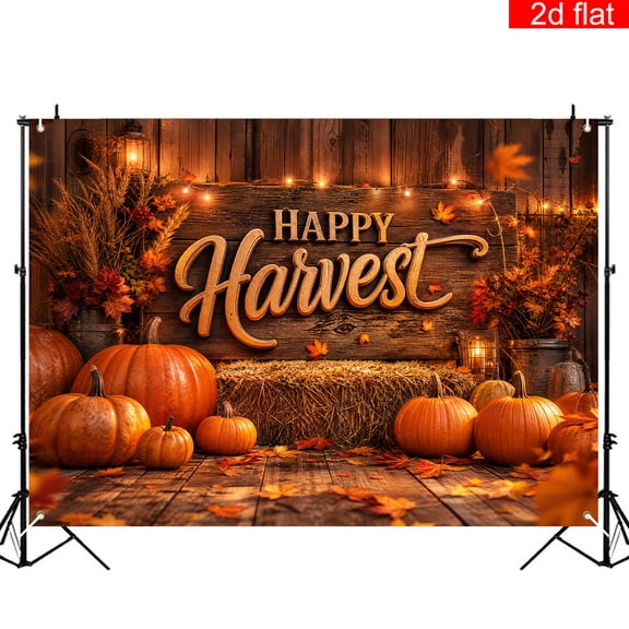 Elyvra 4x6 Ft Polyester Fall Barn Door Photography Backdrop, Autumn Pumpkin Leaves Photo Background for Studio, Thanksgiving Harvest Party Decor, Kids Banner