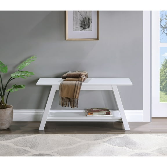 Elyz Solid Wood Bench with Shelf: Rustic Farmhouse Style, 36.1" Ideal for Bedroom Entryway