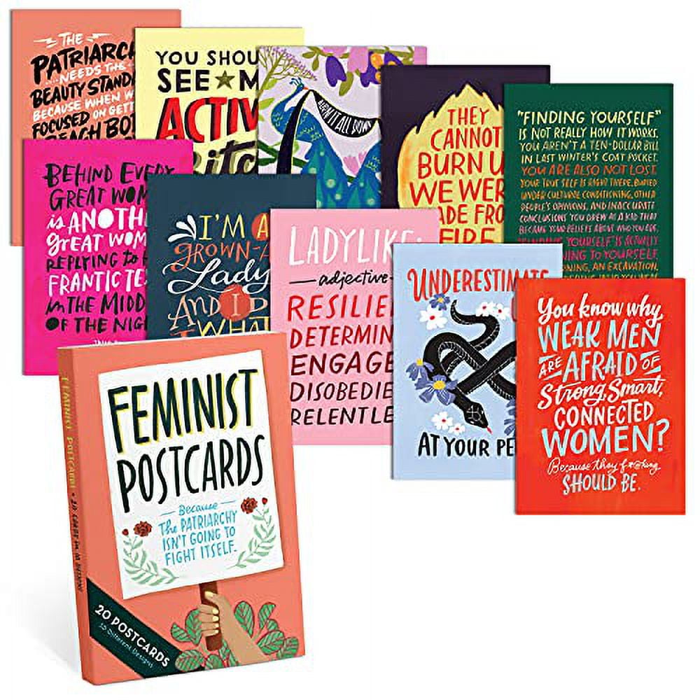 Em & Friends Feminist Postcard Book, 20 Postcards (2 Each 10 Styles), 5 x 7-inches