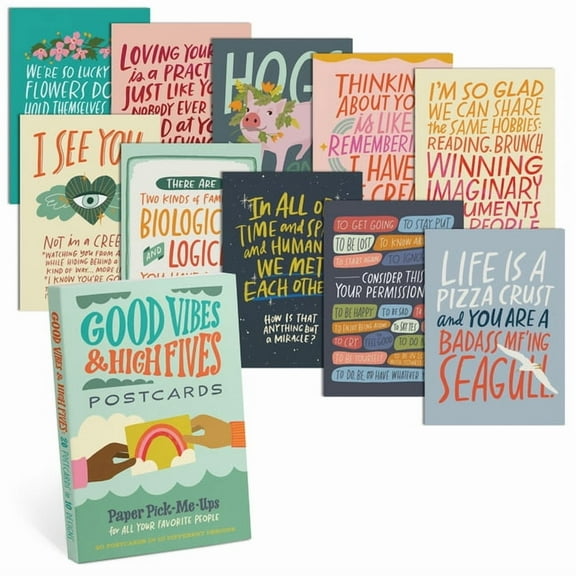 Em & Friends Postcard Books Good Vibes & High Fives Postcard Book, (Hardcover)