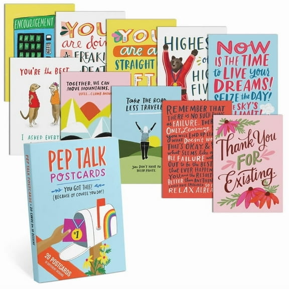 Em & Friends Postcard Books Pep Talk Postcard Book, 20 Postcards (2 Each 10 Styles), (Hardcover)