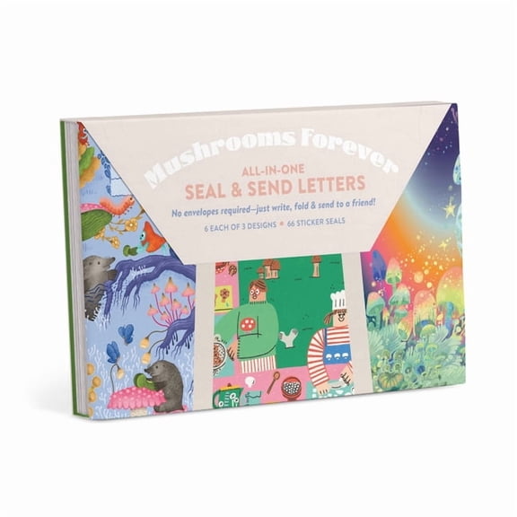 Em & Friends Self-Mailers Mushrooms Forever All-In-One Send & Seal Letters Stationery Set, (Hardcover)