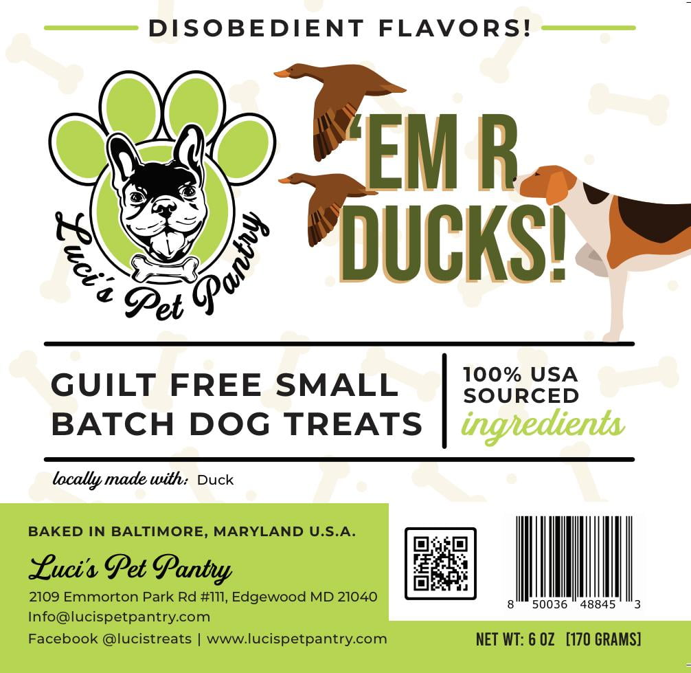 Em' R Ducks "Duck Biscuits" Homemade Dog & Puppy Treats! Gift Box with 4 - 6 oz. Treat Bags