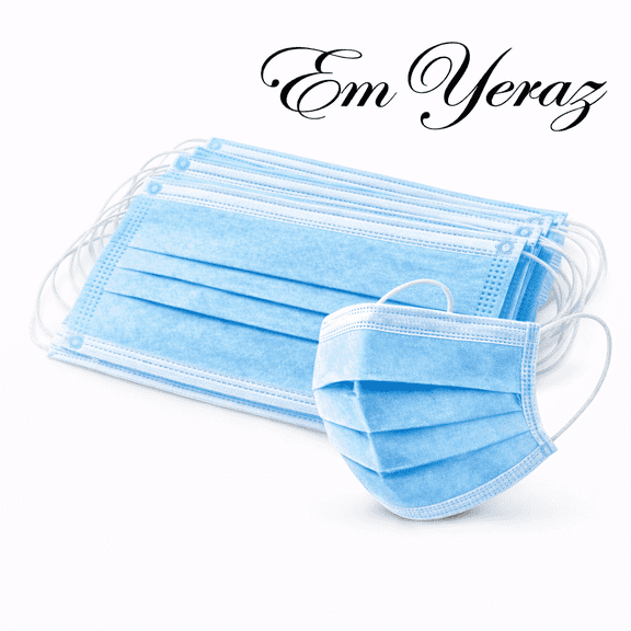 Em Yeraz 100 PCS Disposable Face Masks, Blue Disposable Masks, 3 Ply Protection Face Masks