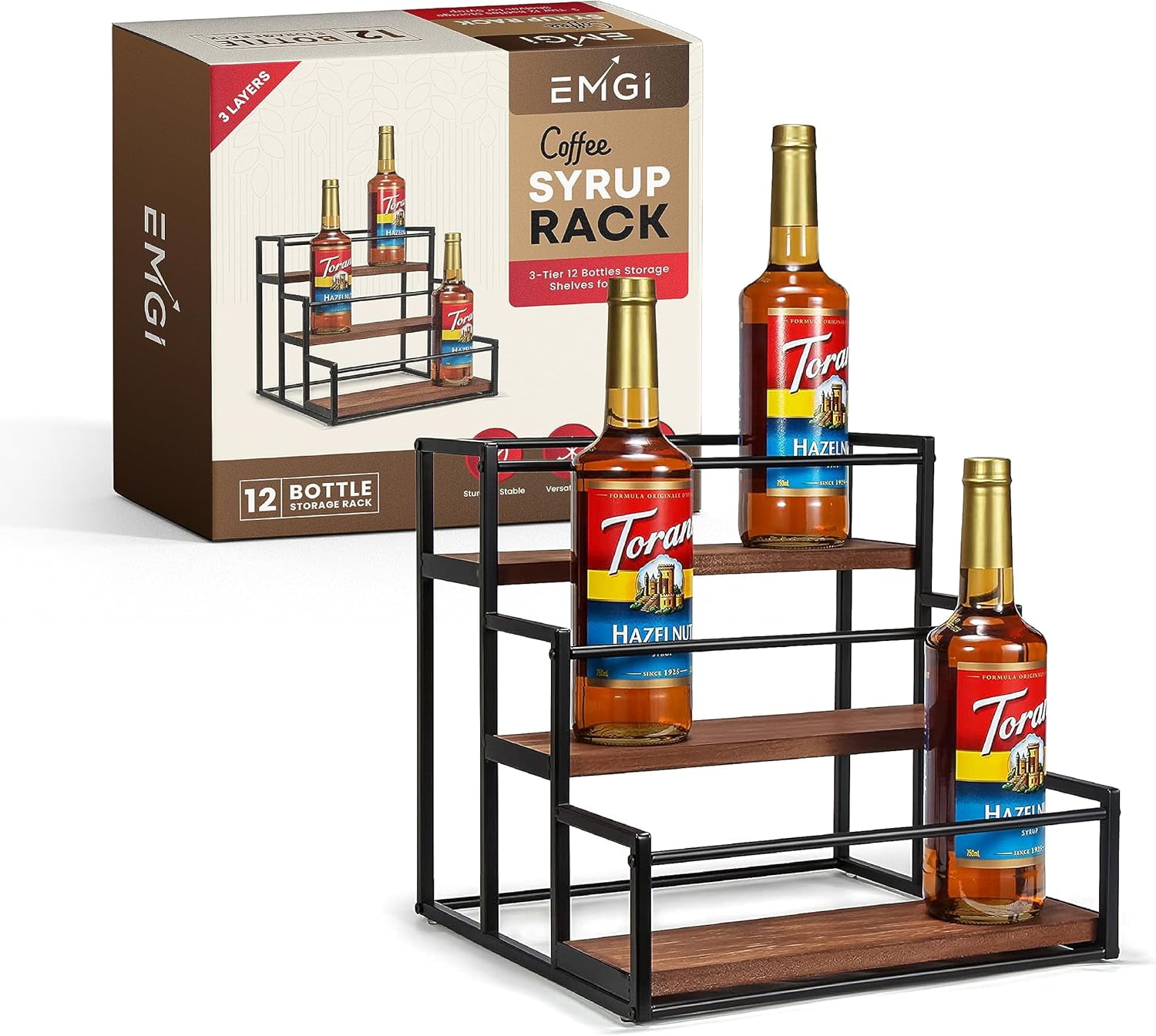 Acrylic Coffee Syrup Rack For 4 Bottles - Clear Countertop Organizer For Coffee Bar & Kitchen