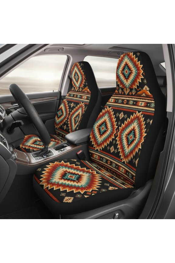 Ltd _Boho Pattern Car Seat Covers Set, Southwestern Style Auto Seat Protectors with Geometric Design, Universal Vehicle Interior Accessories
