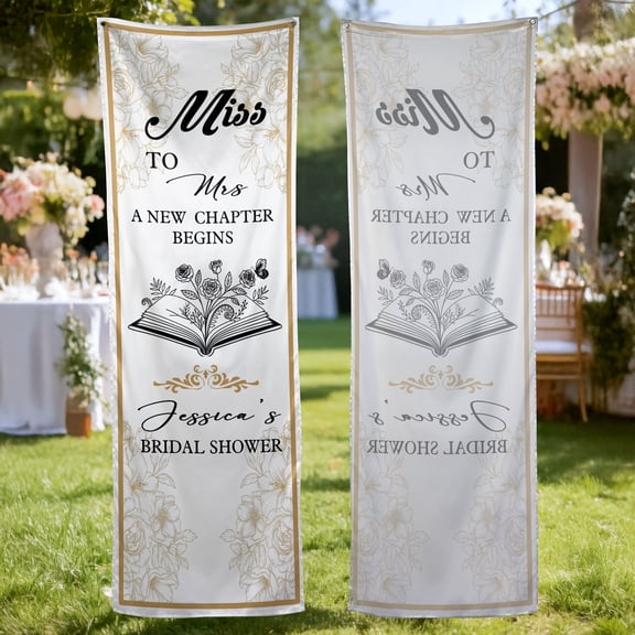 Emacom Ltd Personalized Bridal Shower Fabric Welcome Banner, Custom Miss to Mrs Party Sign, Bridal Shower Decor (10x30")