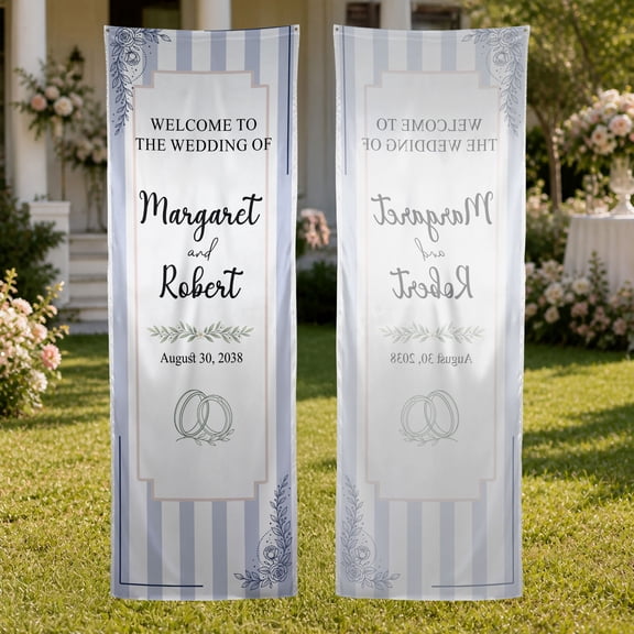 Emacom Ltd _Personalized Wedding Fabric Welcome Banner, Custom Wedding Entrance Sign, Ceremony Reception Decor (10x30")