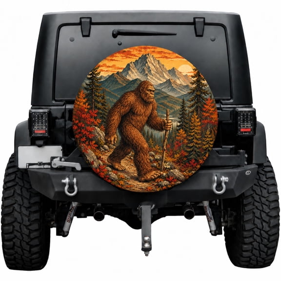 Emacom Ltd Sasquatch Spare Tire Cover, Bigfoot Mountain Autumn Forest Wilderness Scenic Tire Cover