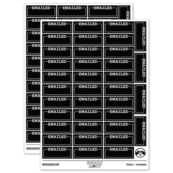 Emailed Blank Box for Date Signature Sticker Set - Black - Matte Finish - 1.5" Small