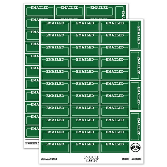 Emailed Blank Box for Date Signature Sticker Set - Dark Green - Matte Finish - 1.5" Small