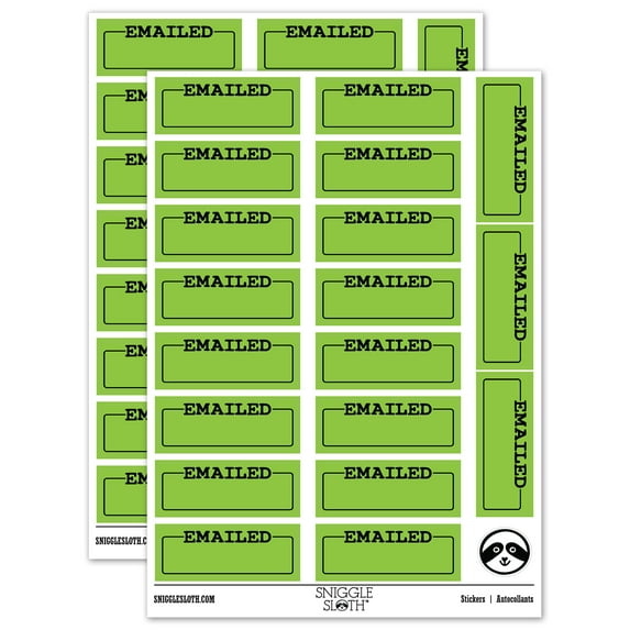 Emailed Blank Box for Date Signature Sticker Set - Light Green - Gloss Finish - 2.00" Large