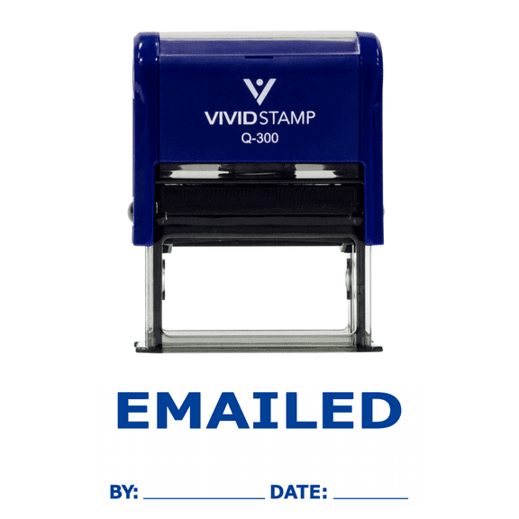 Emailed By Date Self Inking Rubber Stamp (Blue Ink) Large