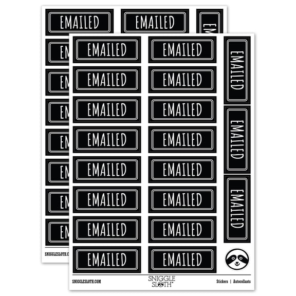 Emailed Office Filing Sticker Set - Black - Gloss Finish - 2.00" Large