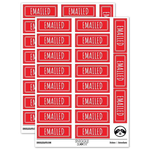 Emailed Office Filing Sticker Set - Red - Gloss Finish - 2.00" Large
