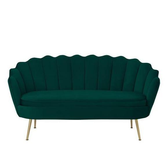 Posh Living Emaline Velvet Loveseat Hunter Green