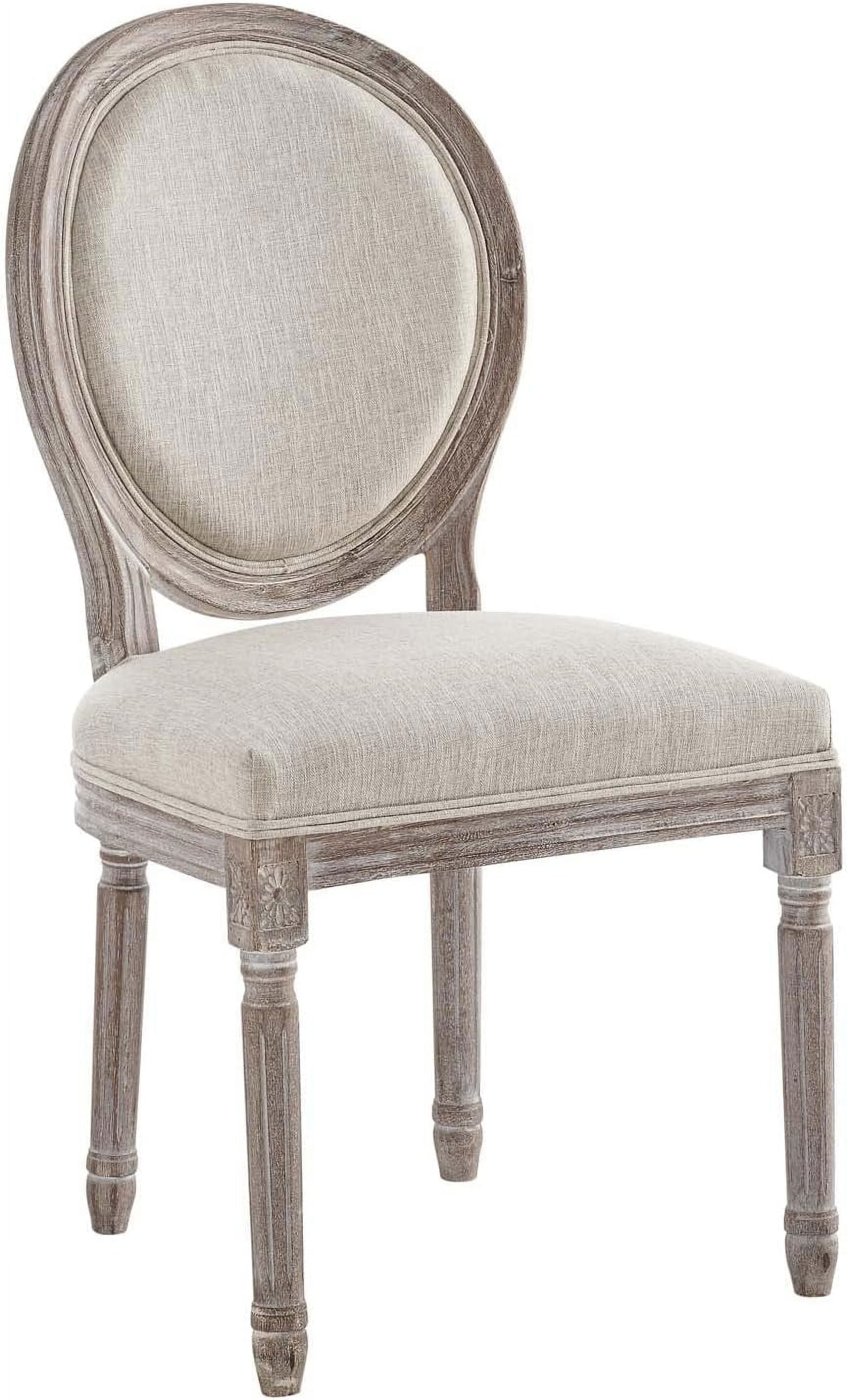 Emanate Vintage French Beige Upholstered Wood Side Chair