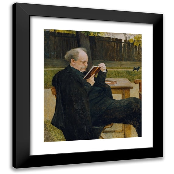 Emanuel Baschny 12x14 Black Modern Framed Museum Art Print Titled - Lesender Man (1905)