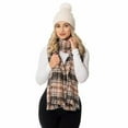 thumbnail image 1 of Emanuel Geraldo Ladies' Faux Fur Pom Plaid Hat, Scarf & Glove Set, White/Pink - One Size, 1 of 7