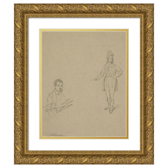 Emanuel Gottlieb Leutze 12x14 Gold Ornate Wood Frame and Double Matted Museum Art Print Titled - Two Men