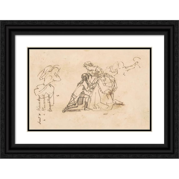 Emanuel Gottlieb Leutze 14x11 Black Ornate Wood Framed Double Matted Museum Art Print Titled: Study for ‘The Return of King Friedrich II from Kustrin’ (C. 1850s)