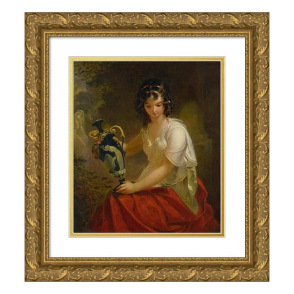 Emanuel Gottlieb Leutze 20x23 Gold Ornate Framed and Double Matted Museum Art Print Titled - Nydia, the Blind Girl of Pompeii (1840)