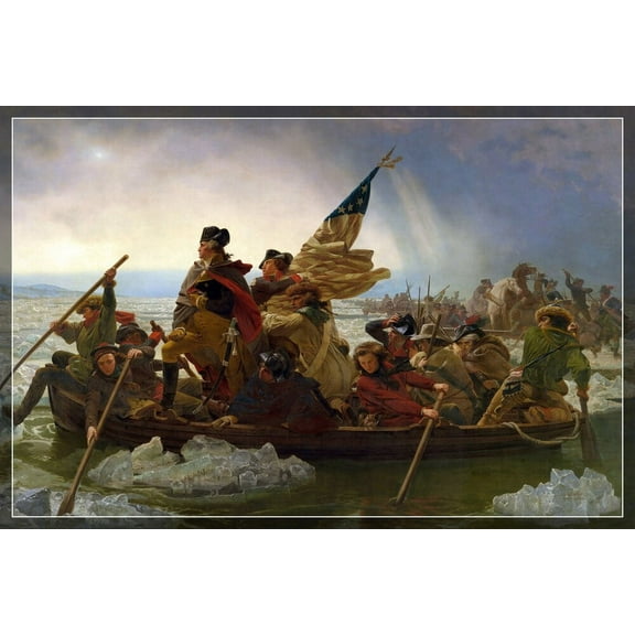 Emanuel Leutze Washington Crossing The Delaware Art Print Poster - Poster Print - Wooden Hanging Scroll Frame 24 x 36 Inch Poster