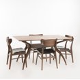 thumbnail image 1 of Emanuela Curved Leg Rectangular 5-Piece Dining Set, Dark Brown/ Natural Walnut Finish, 1 of 10