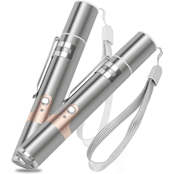 Emapoy Cat Toys, USB Rechargeable Cat Laser Pointer Toy, 7 Aadjustable Modes, 2 Pcs, Silver