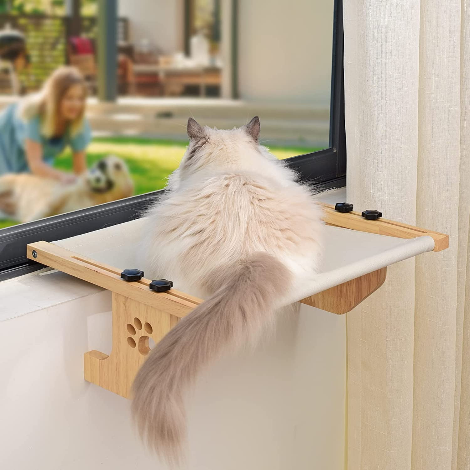 Emapoy Cat Window Perch, Easy to Adjust Cat Window Bed Seat Shelf for