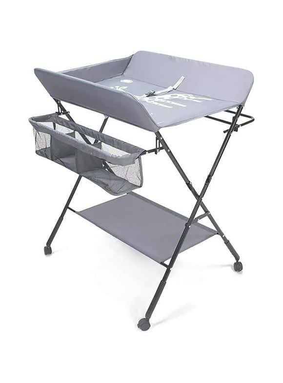 Emapoy Folding Baby Changing Table, Changing Table with Storage Basket, Lockable Wheels