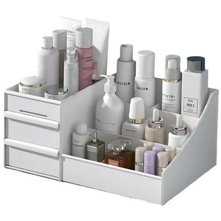 Emapoy Makeup Organizer with Drawers, Vanity Organizer for Dressing Table, Countertop, White Makeup Box