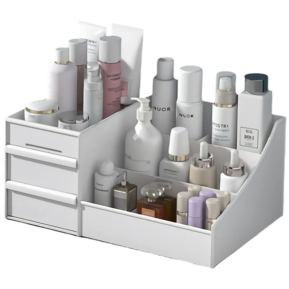 Emapoy Makeup Organizer with Drawers, Vanity Organizer for Dressing Table, Countertop, White Makeup Box