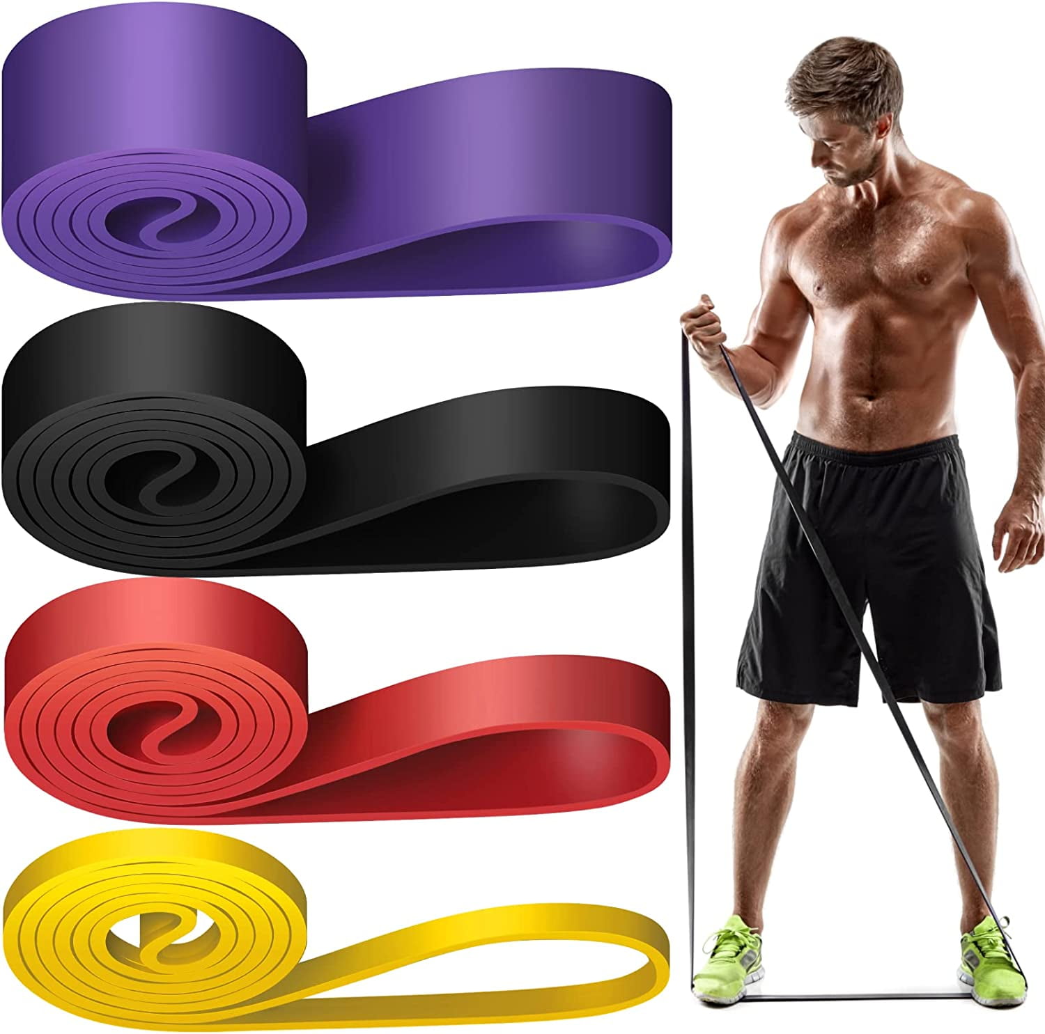 XPRT Fitness Resistance Bands Pull Up Assist Bands Stretching Powerlifting Set of 4 Walmart